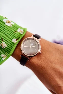 New Damski Zegarek Analogowy Czarny Zegarki