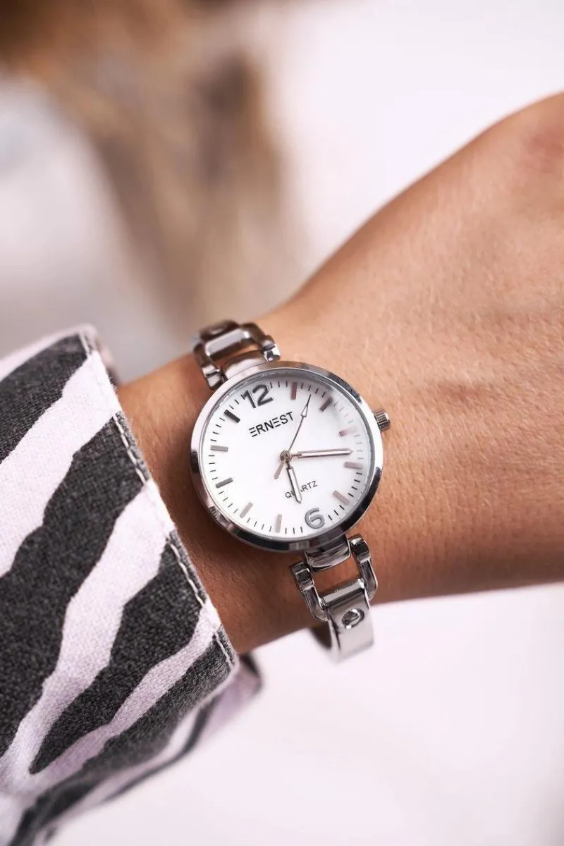 Zegarki>Ernest Damski Zegarek Bransoleta Srebrny Chic