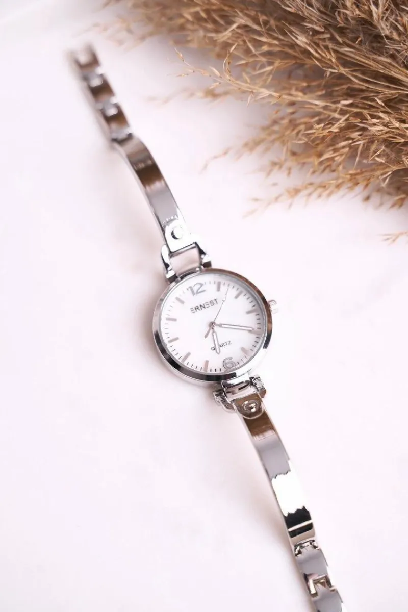 Zegarki>Ernest Damski Zegarek Bransoleta Srebrny Chic