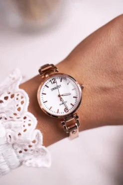 Zegarki>Ernest Damski Zegarek Bransoleta Różowe Złoto Chic