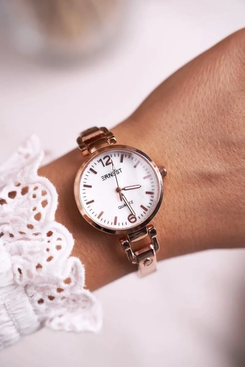 Zegarki>Ernest Damski Zegarek Bransoleta Różowe Złoto Chic