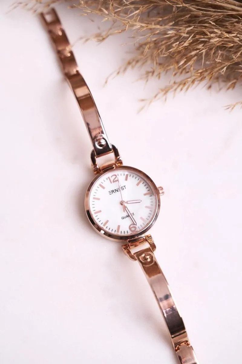 Zegarki>Ernest Damski Zegarek Bransoleta Różowe Złoto Chic