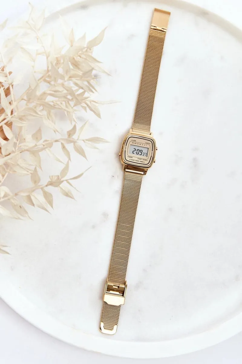 Zegarki>Ernest Damski Zegarek Cyfrowy Retro E54102 Złoty