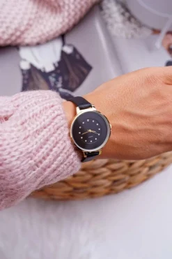 Zegarki>Boto Damski Zegarek Czarny Kryształki Maniaq