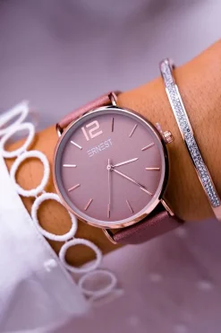 Discount Ernest Damski Zegarek Ciemnoróżowy Claire