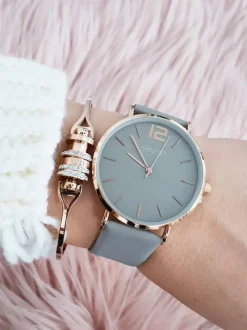 New Damski Zegarek Claire Szary Złota Koperta Zegarki