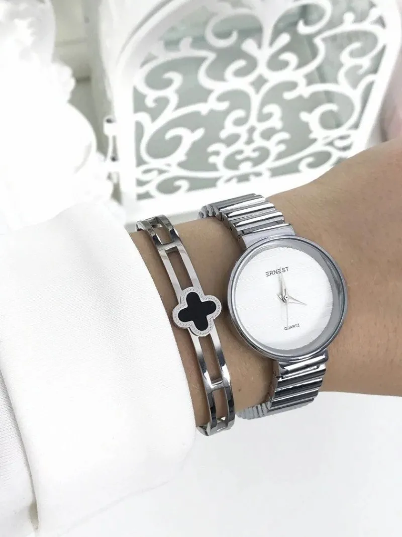 Hot Damski Zegarek Claudie Srebrny Zegarki