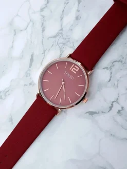 Zegarki>Ernest Damski Zegarek Claire Czerwony Złota Koperta