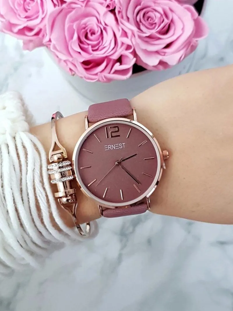 Outlet Ernest Damski Zegarek Claire Fioletowy Złota Koperta