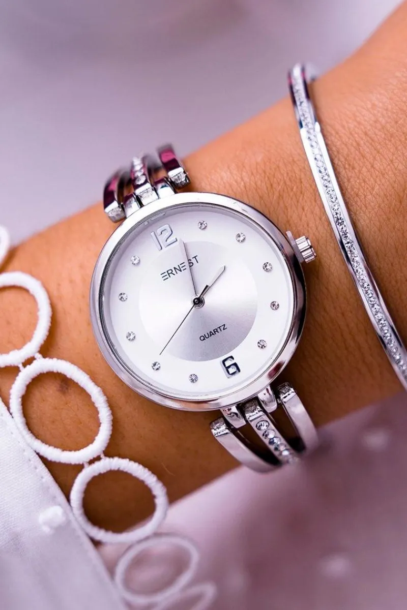 Outlet Damski Zegarek Cyrkonie Srebrny Alendi Zegarki