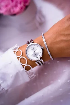 Outlet Damski Zegarek Cyrkonie Srebrny Alendi Zegarki