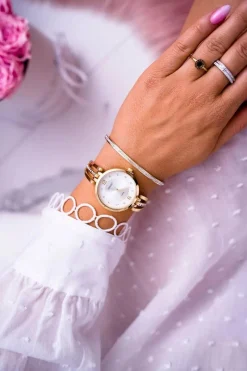 Zegarki>Ernest Damski Zegarek Cyrkonie Złoty Alendi