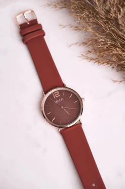 Zegarki>Ernest Damski Zegarek Czerwony Różowe Złoto Elena