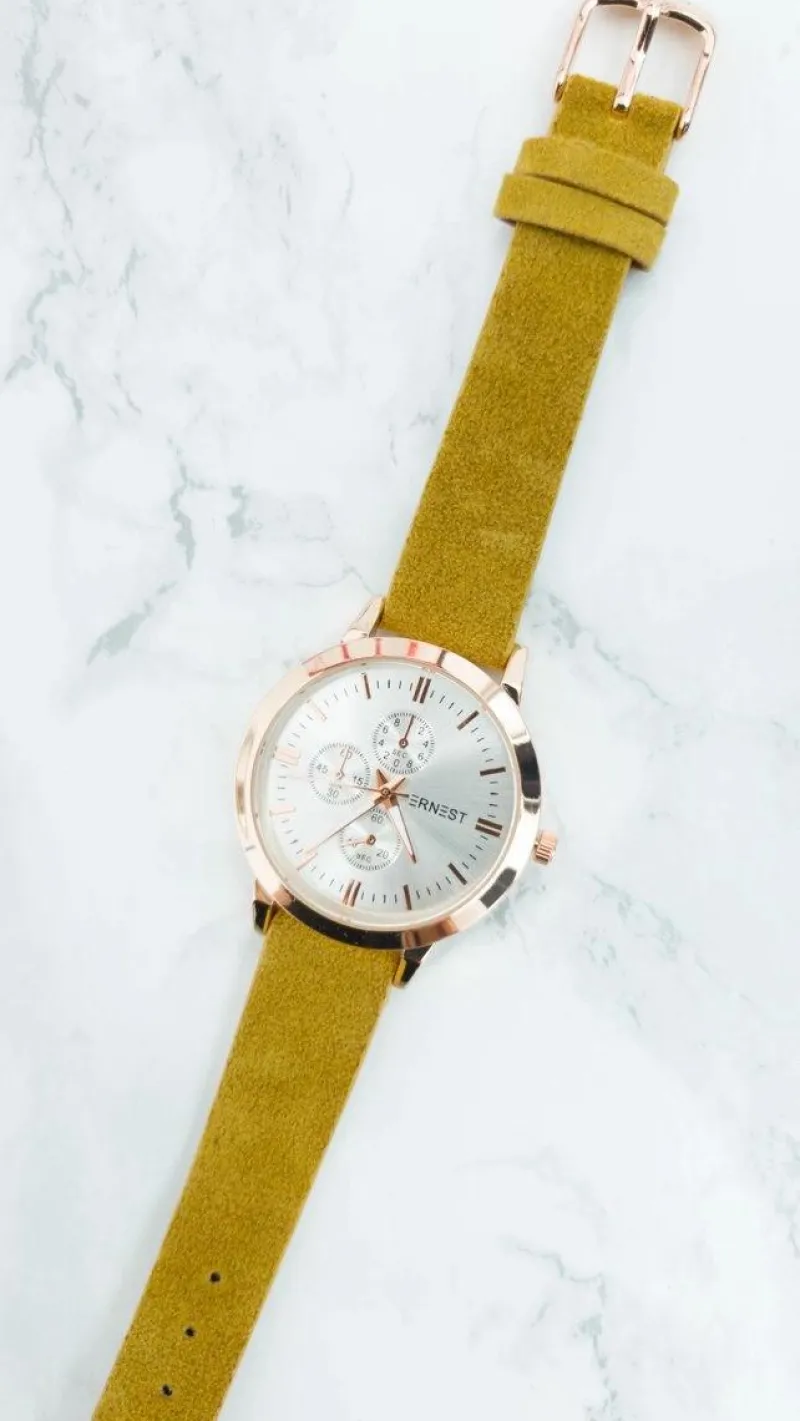 Hot Ernest Damski Zegarek Darsi Miodowy Zamsz