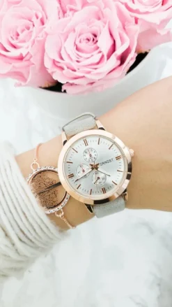 Sale Damski Zegarek Darsi Szary Zamsz Zegarki