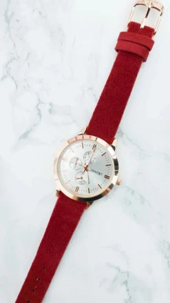 Best Ernest Damski Zegarek Darsi Bordowy Zamsz