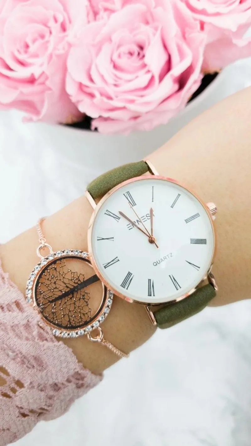 Zegarki>Ernest Damski Zegarek Feel Oliwkowy