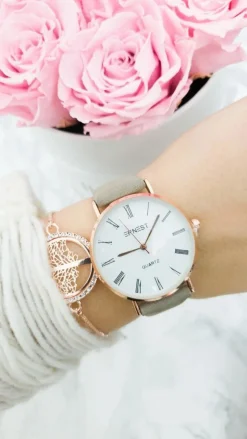 Discount Damski Zegarek Feel Ciemnobeżowy Zegarki