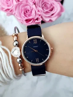 Discount Damski Zegarek Fousie Granatowy Zegarki