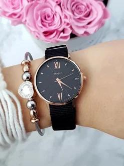 Online Damski Zegarek Fousie Czarny Zegarki