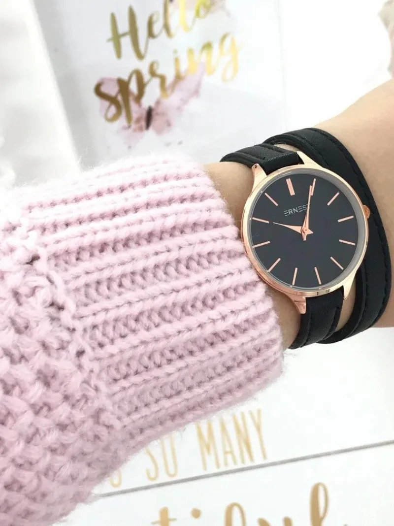 Online Ernest Damski Zegarek Jules Czarny