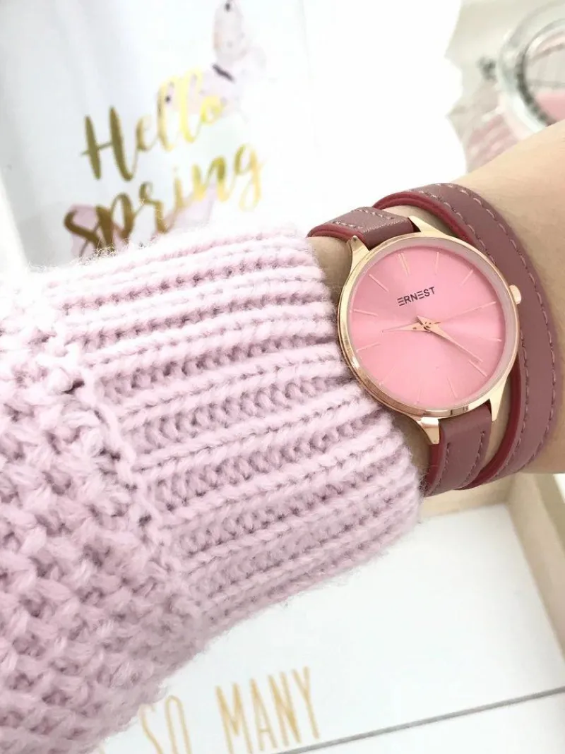 Zegarki>Ernest Damski Zegarek Jules Ciemny Róż