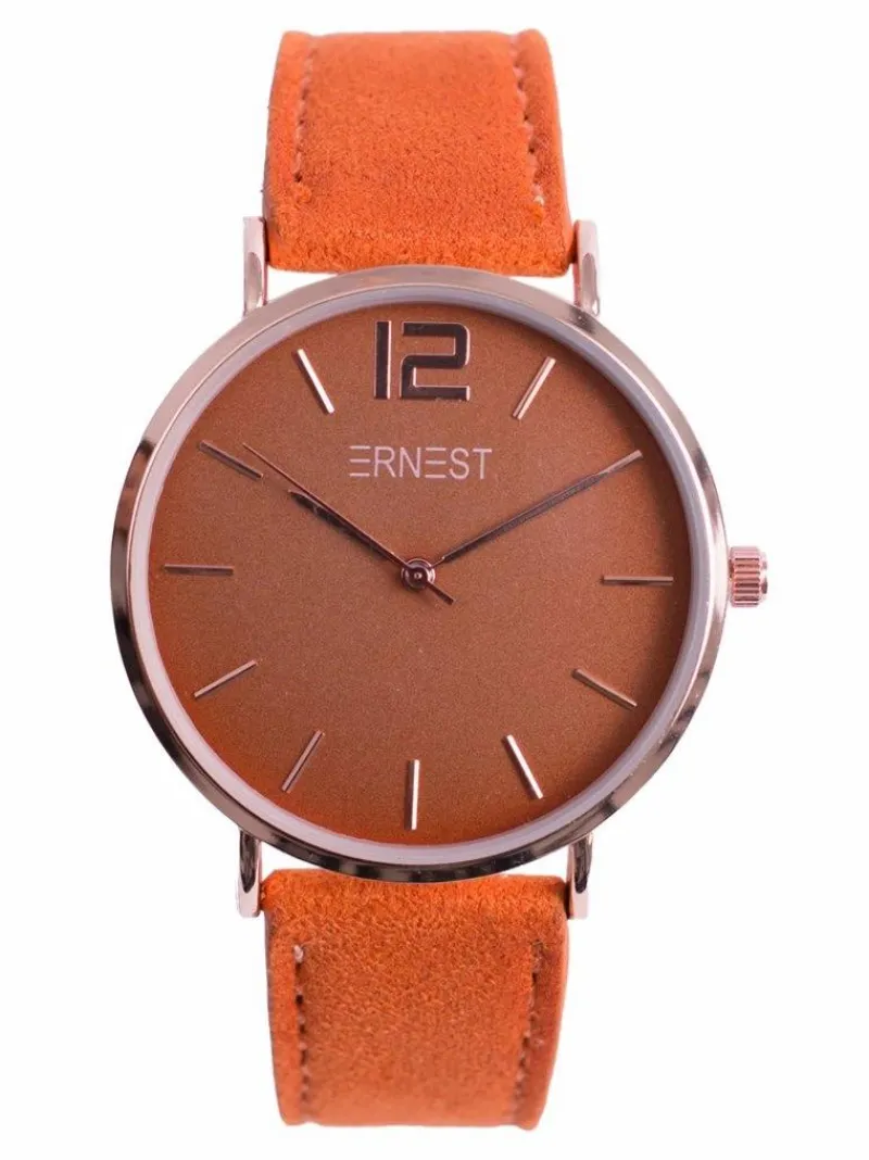 Zegarki>Ernest Damski Zegarek Manon Zamszowy Pomarańczowy