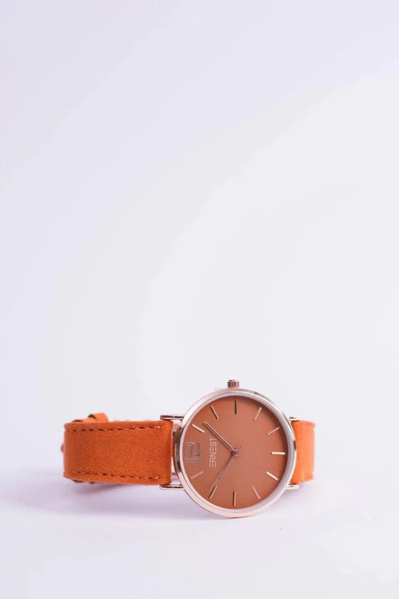Zegarki>Ernest Damski Zegarek Manon Zamszowy Pomarańczowy