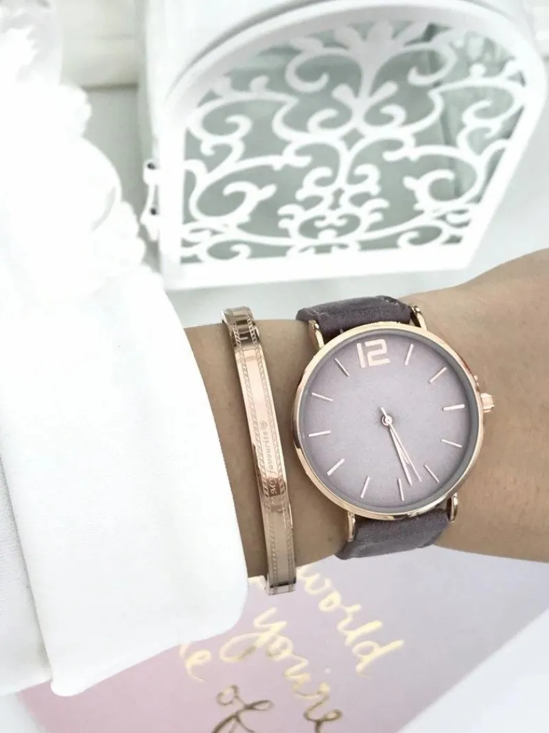 Hot Ernest Damski Zegarek Manon Zamszowy Fioletowy Złoty