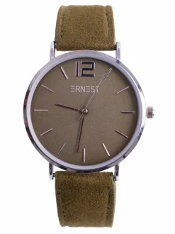 Zegarki>Ernest Damski Zegarek Manon Zamszowy Oliwkowy Srebrny
