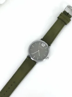 Zegarki></noscript>Ernest Damski Zegarek Manon Zamszowy Oliwkowy Srebrny