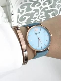 Sale Ernest Damski Zegarek Manon Zamszowy Błękitny