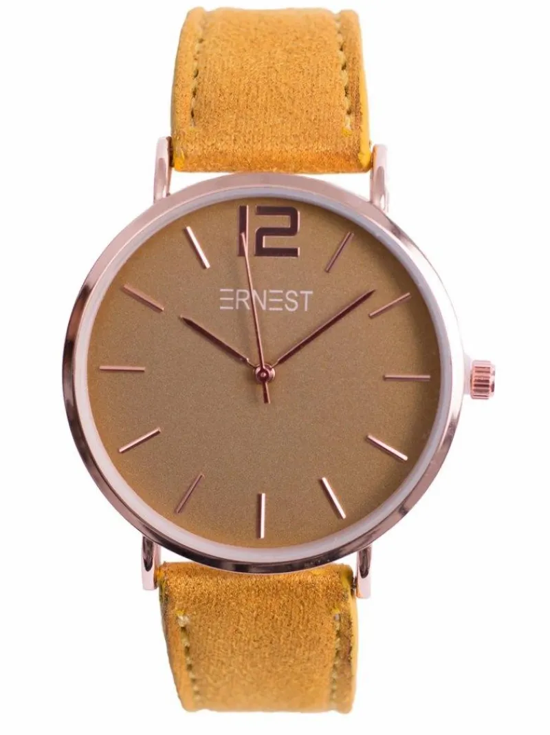 Sale Damski Zegarek Manon Zamszowy Żółty Zegarki