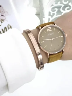 Sale Damski Zegarek Manon Zamszowy Żółty Zegarki