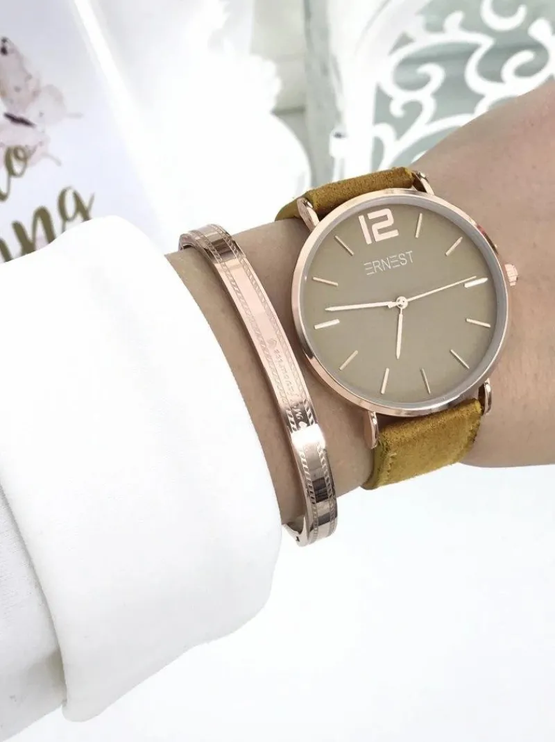 Sale Damski Zegarek Manon Zamszowy Żółty Zegarki