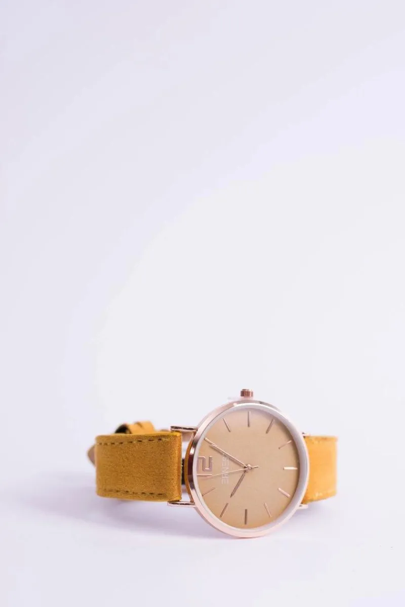 Sale Damski Zegarek Manon Zamszowy Żółty Zegarki