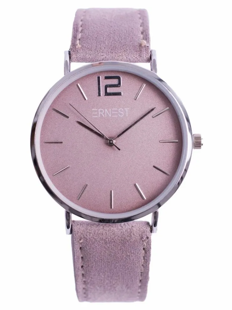 Zegarki>Ernest Damski Zegarek Manon Zamszowy Fioletowy Srebrny