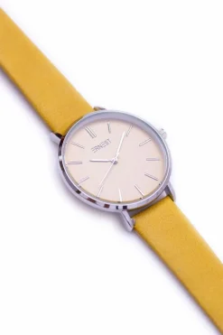 Outlet Ernest Damski Zegarek Montane Musztardowy Srebrna Koperta