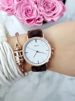 Ernest Damski Zegarek Panthere Brązowy