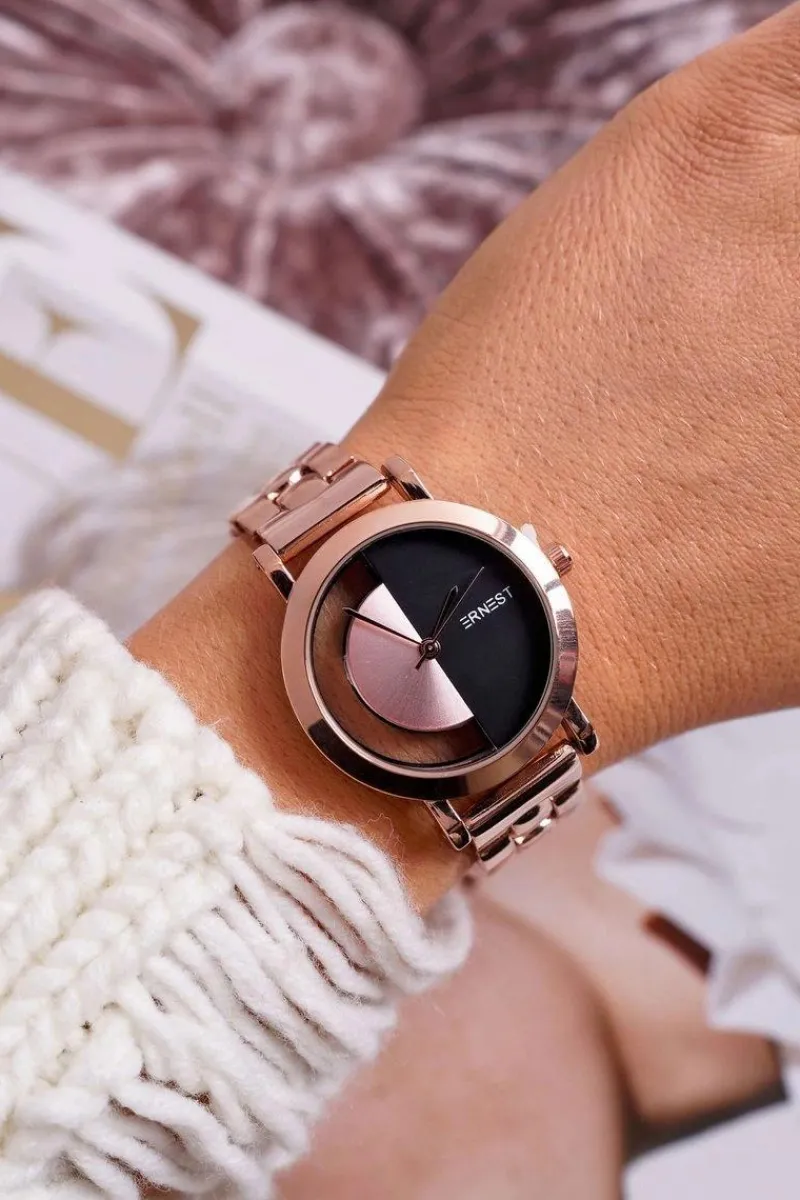 Hot Damski Zegarek Przezroczysty Złoty Róż Helin Zegarki