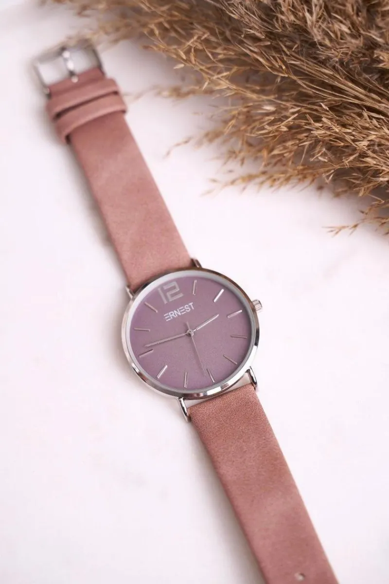 Zegarki>Ernest Damski Zegarek Pudrowy Róż Elena