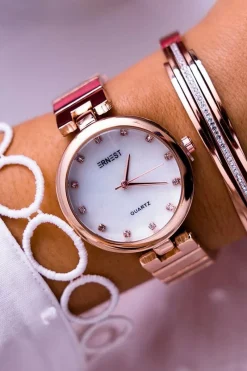 Best Ernest Damski Zegarek Różowe Złoto Minaria