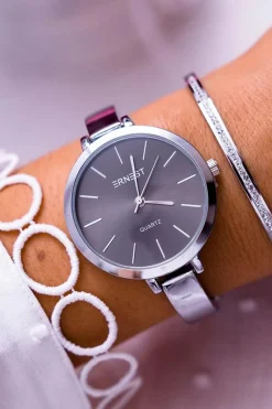 Ernest Damski Zegarek Srebrny Kalama