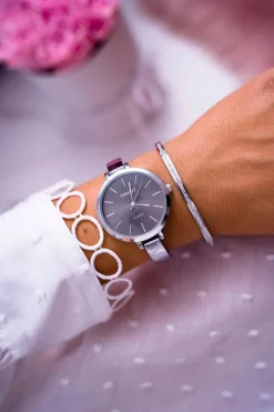 Ernest Damski Zegarek Srebrny Kalama