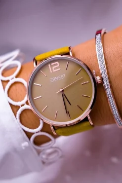 Zegarki>Ernest Damski Zegarek Żółty Claire