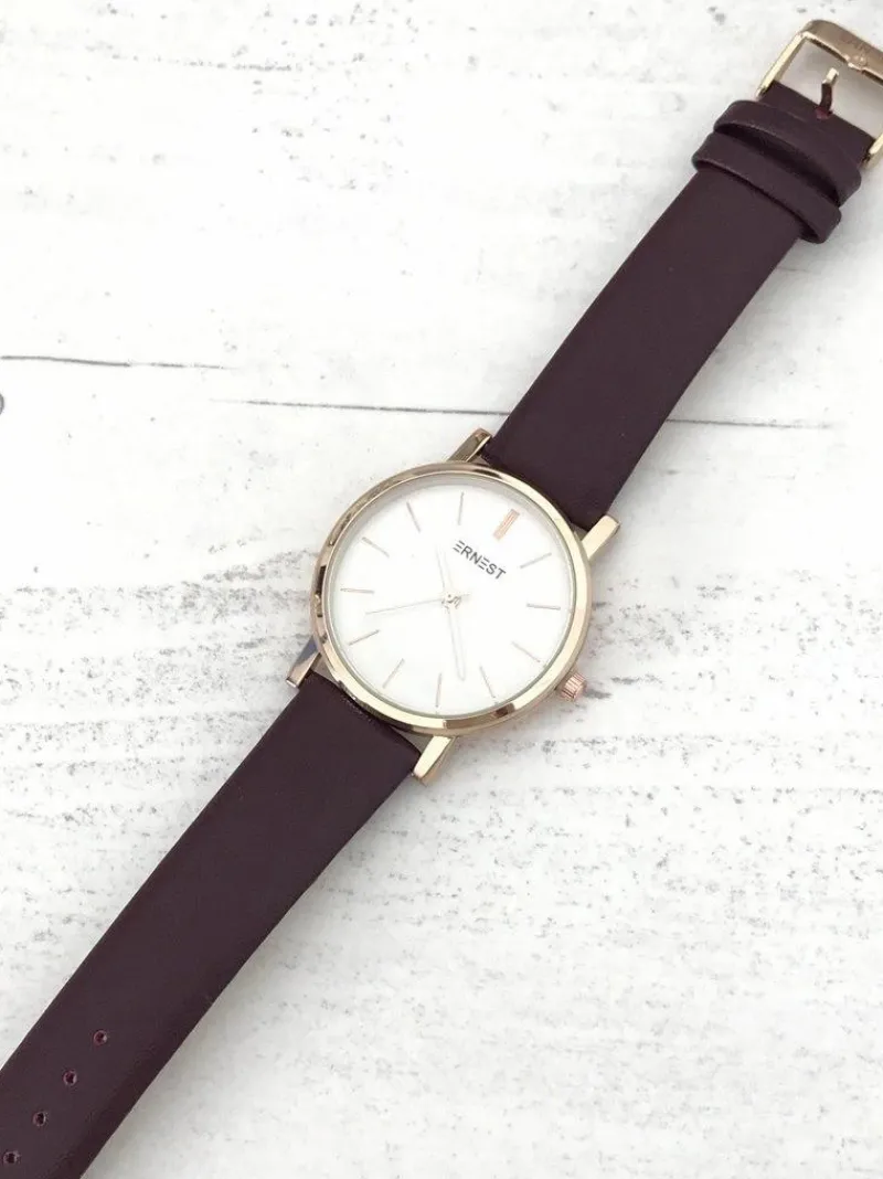 Discount Damski Zegarek Vega Bordowy Zegarki