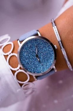 Sale Ernest Damski Zegarek z Brokatem Błękitny Tiguan