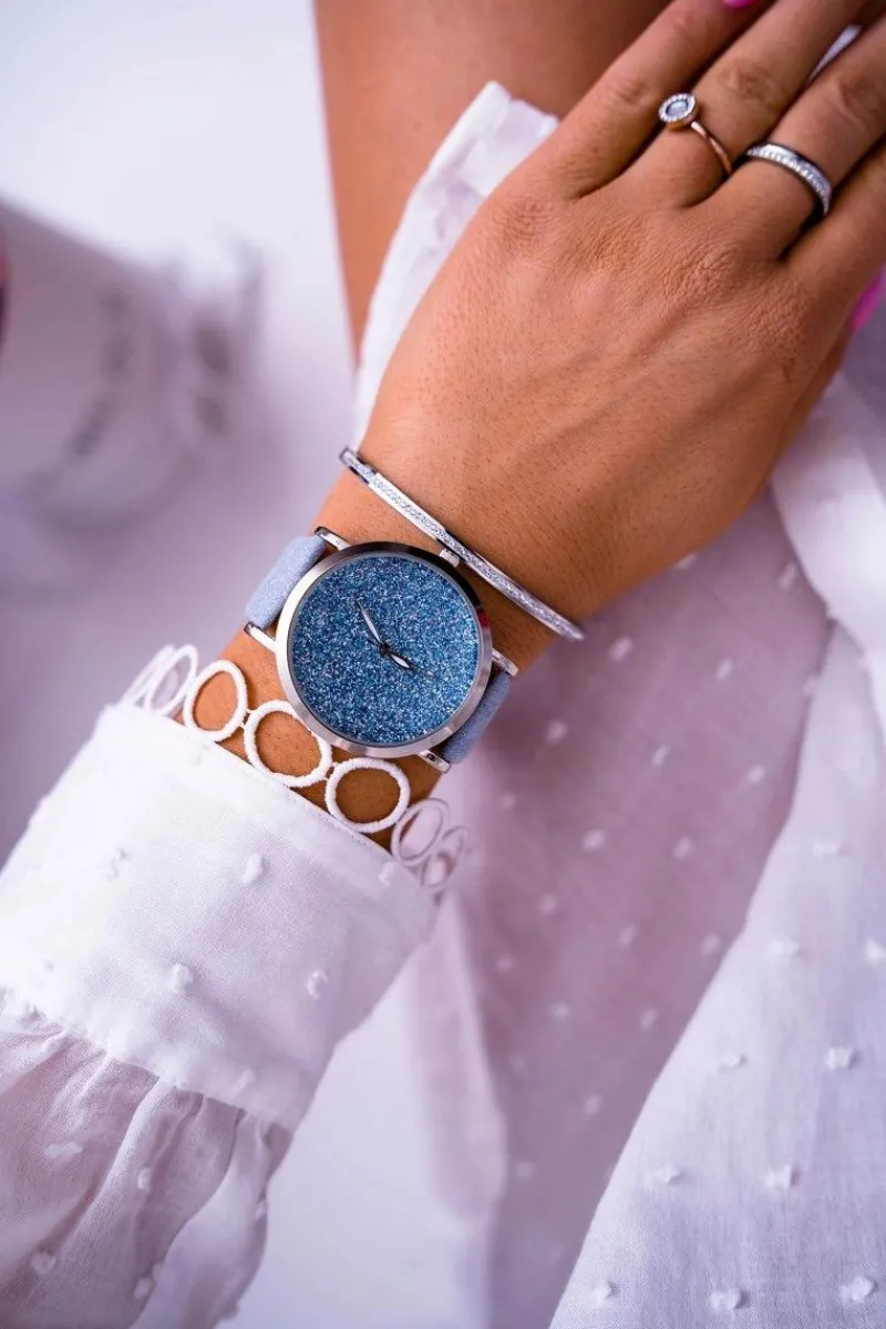 Sale Ernest Damski Zegarek z Brokatem Błękitny Tiguan