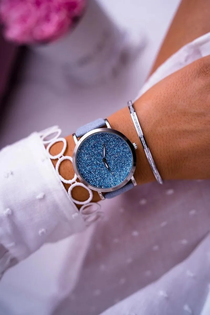 Sale Ernest Damski Zegarek z Brokatem Błękitny Tiguan