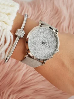 Online Damski Zegarek z Brokatem Szary Tiguan Zegarki